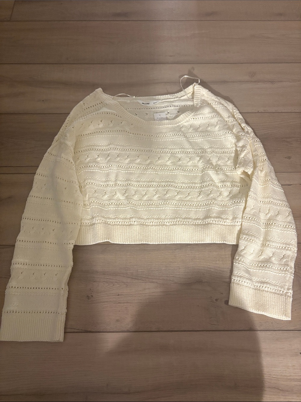 Bluenotes Cream Cropped Knit Sweater